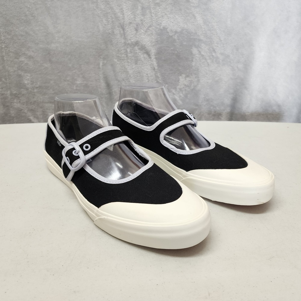 Vans Mary Jane Shoes Womens Size 9 Black White Buckle Strap